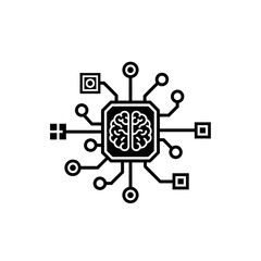 Vector illustration of artificial intelligence brain circuit showcases the integration of technology and human intellect in a modern, innovative design