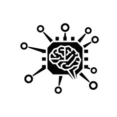 Vector illustration of artificial intelligence chip with brain concept of machine learning, neural networks, and deep learning in modern technology