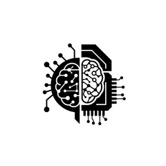Vector illustration of artificial intelligence concept with brain and circuit board symbolizes the integration of human intelligence with technology, showcasing machine learning