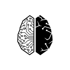Vector illustration of artificial intelligence brain concept digital brain with electronic circuit board texture machine learning and future technology