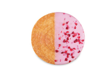 Berry pink chocolate croissant roll on a white isolated background