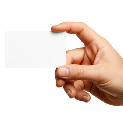 Business Card Mockup Presentation Showing Blank Template Handheld Hand Holding Human on transparent background