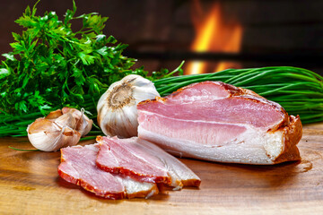 Smoked pork bacon