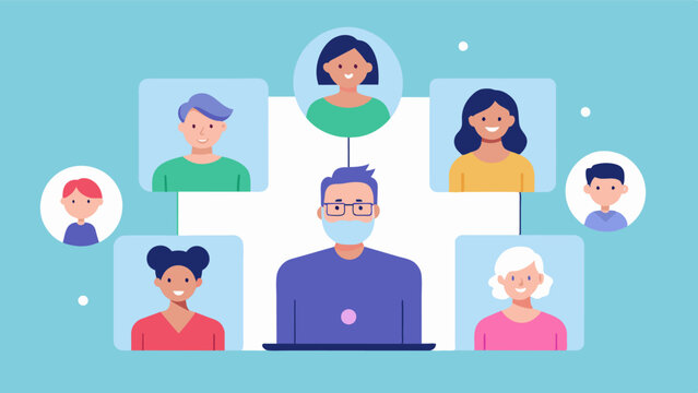 A group of extended family members scheduling regular Zoom calls to discuss and coordinate care for their loved one with earlyonset dementia. They are discussing the importance of. Vector illustration