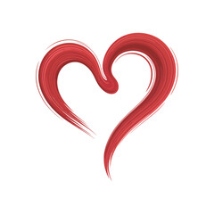 Red heart shape brush stroke vector illustration for valentine's day design art