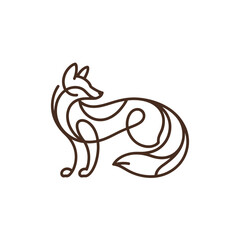 Fox outline illustration vector art design single line drawing animal graphic style icon
