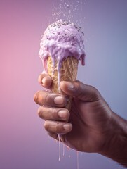 Enjoy delicious lavender ice cream treat on summer day