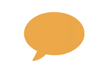 Yellow speech bubble communication icon on transparent background showing conversation message