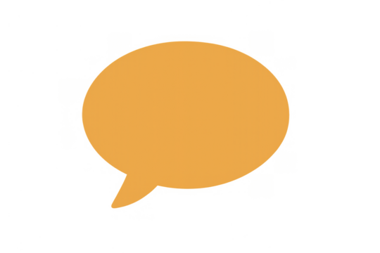 Yellow speech bubble communication icon on transparent background showing conversation message