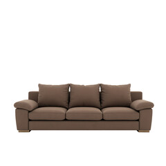 Brown Sofa with Cushions for Living Room with transparent background