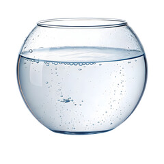 Pure Water in Round Glass Bowl with Bubbles Isolated on White Background on transparent background