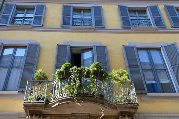 Views of central part of Milan, Brera district, shopping area, church Duomo, architectural details, streets, walking in Milan, Lombardy, Italy