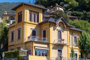 Fototapeta premium Walking in Varenna, one of beautiful villages on Como lake in Lombardy, North of Italy