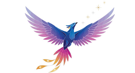 Fototapeta premium Graceful phoenix rising majestically with vibrant watercolor illustration