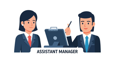 Assistant managers collaboration in the office or remote working together