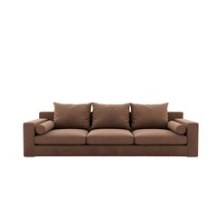 Brown Sofa with Cushions for Living Room with transparent background