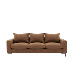 Brown Sofa with Cushions for Living Room with transparent background