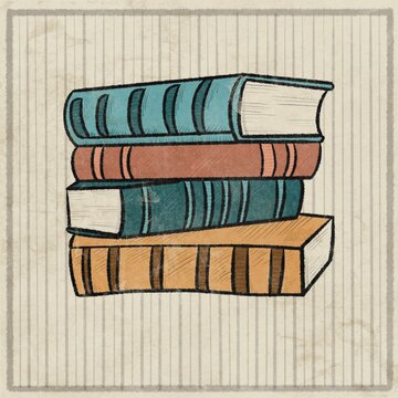 Ilustraci&oacute;n vintage de libros antiguos