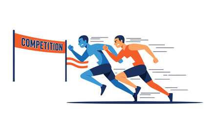 Obraz premium Intense Runners Sprinting towards the Finish Line in a Sport Competition