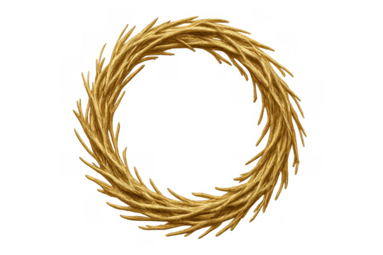 Crown of thorns depicting religious symbol of christian faith, sacrifice, and suffering, isolated on a transparent background