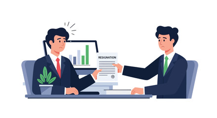 Resignation tendered and received in the office workspace scenario