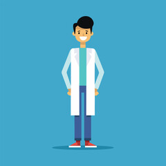 An illustration of a confident doctor standing in a lab coat