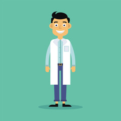 An illustration of a doctor standing in a white lab coat