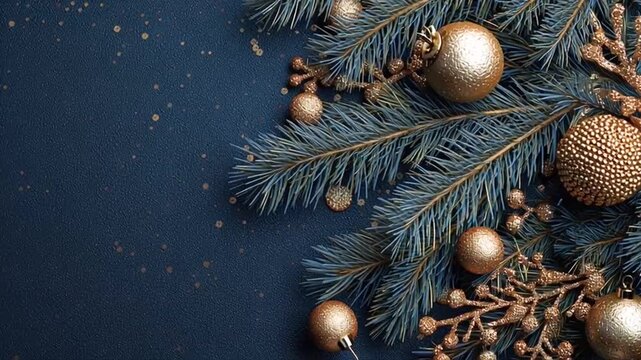 Fondo de Navidad y A&ntilde;o Nuevo con ramas de abeto, purpurina y adornos navide&ntilde;os sobre fondo transparente. Borde de fondo navide&ntilde;o.