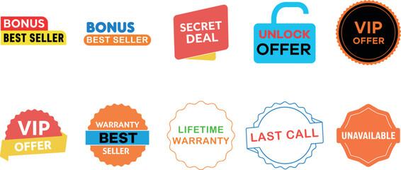 Promotional Badge Stickers Collection for Offers, Labels and VIP