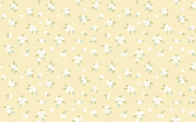 Seamless floral pattern based on traditional folk art ornaments. Colorful flowers on color background. Scandinavian style. Sweden nordic style. Vector illustration. Simple minimalistic pattern.