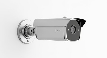 Security camera mounted on a white wall providing surveillance and protection