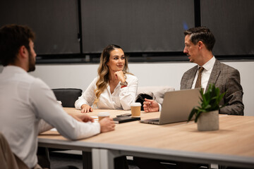 Business people having corporate meeting in office