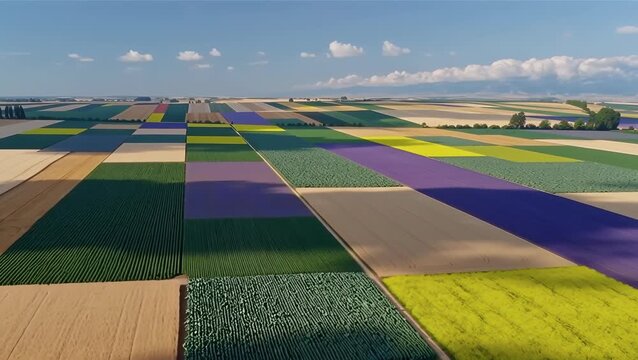 Vibrant Agricultural Fields in Full Bloom Across the Landscape