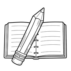 Open Notebook with a Pencil on Top
