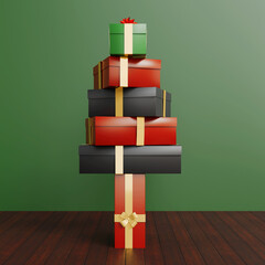 Gift  boxes in the shape of a Christmas tree 
