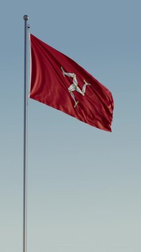 Isle of Man Douglas Flag Seamless Loop Cinematic Realistic Waving Blue Sky