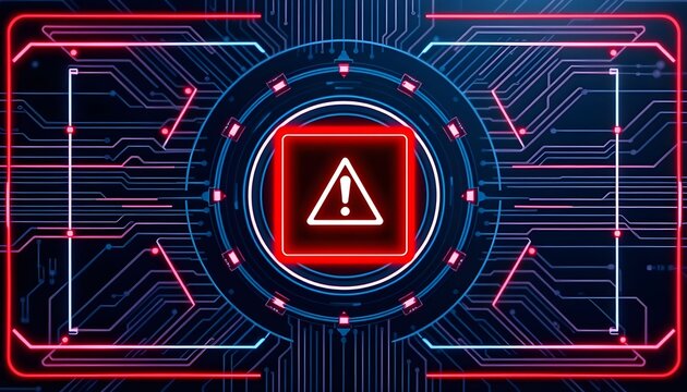 Digital interface with a red alert symbol, representing a system warning or critical issue.
