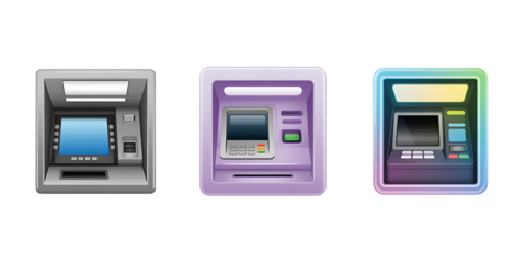 Stylized ATM Machines in Diverse Designs – Banking and Financial Technology PNG