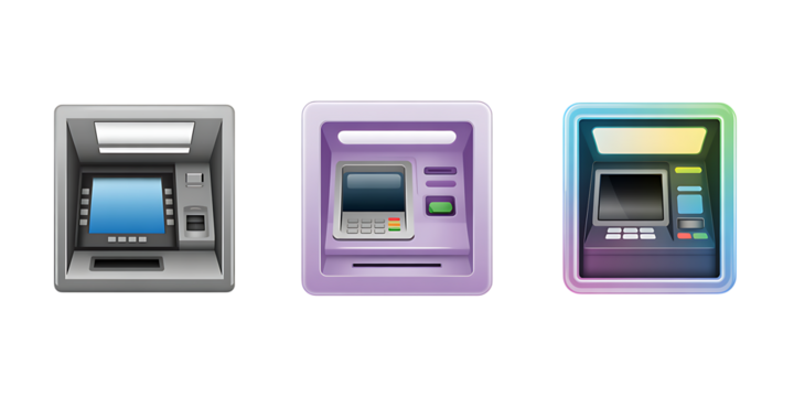 Stylized ATM Machines in Diverse Designs – Banking and Financial Technology PNG