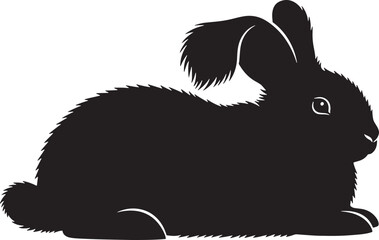 Rabbit silhouette art print easter bunny profile animal graphics black and white design pet decoration cute animal clip art hare image wildlife theme
