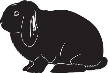 Rabbit silhouette image 086 a black and white simple outline of a sitting bunny animal perfect for various creative projects and designs