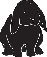 Rabbit silhouette image featuring a black animal with white detail ideal for design projects digital art and creative templates