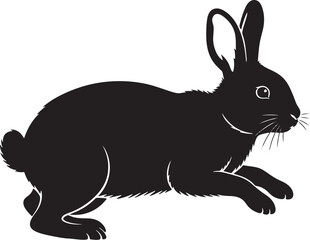 Black rabbit silhouette animal art design for print or use adorable hare image for creative projects easter bunny illustration