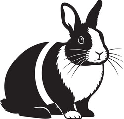 Charming rabbit silhouette art simple black and white bunny image for creative designs and educational projects animal illustration