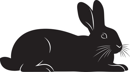 Rabbit silhouette animal image lying down design element for graphic projects website assets and creative illustrations animal art