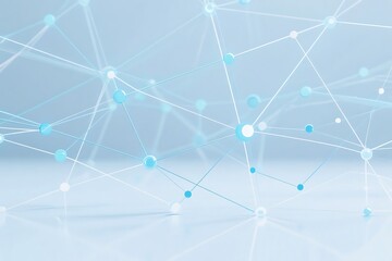 An abstract network structure featuring connected dots and lines representing digital connections and relationships.