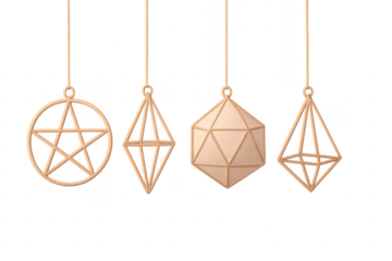 Hanging geometric polyhedra and esoteric pentagram symbols