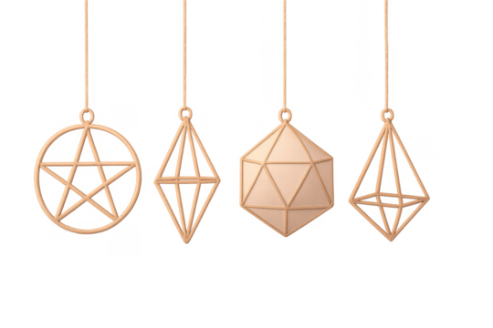 Hanging geometric polyhedra and esoteric pentagram symbols
