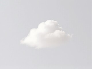 A single white cloud floating gracefully in a clear, light gray sky, showcasing its fluffy form.