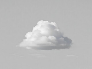 A single fluffy white cloud floating against a clear gray sky, showcasing simple natural beauty.